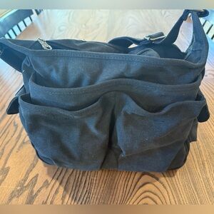 Travel Canvas Messenger Bag- Black W/Multiple Storage - NWT